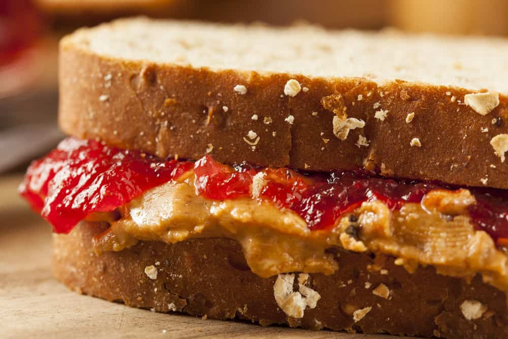 Peanut Butter Combined with Jelly Jam Sandwich
